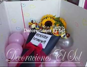 Girasoles + Chocolates en Caja Personalizada