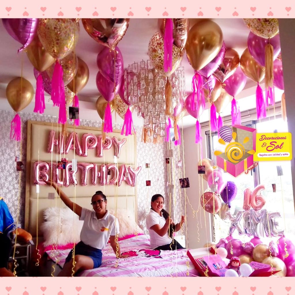 Decoración de habitaciones globos confetti y cromados